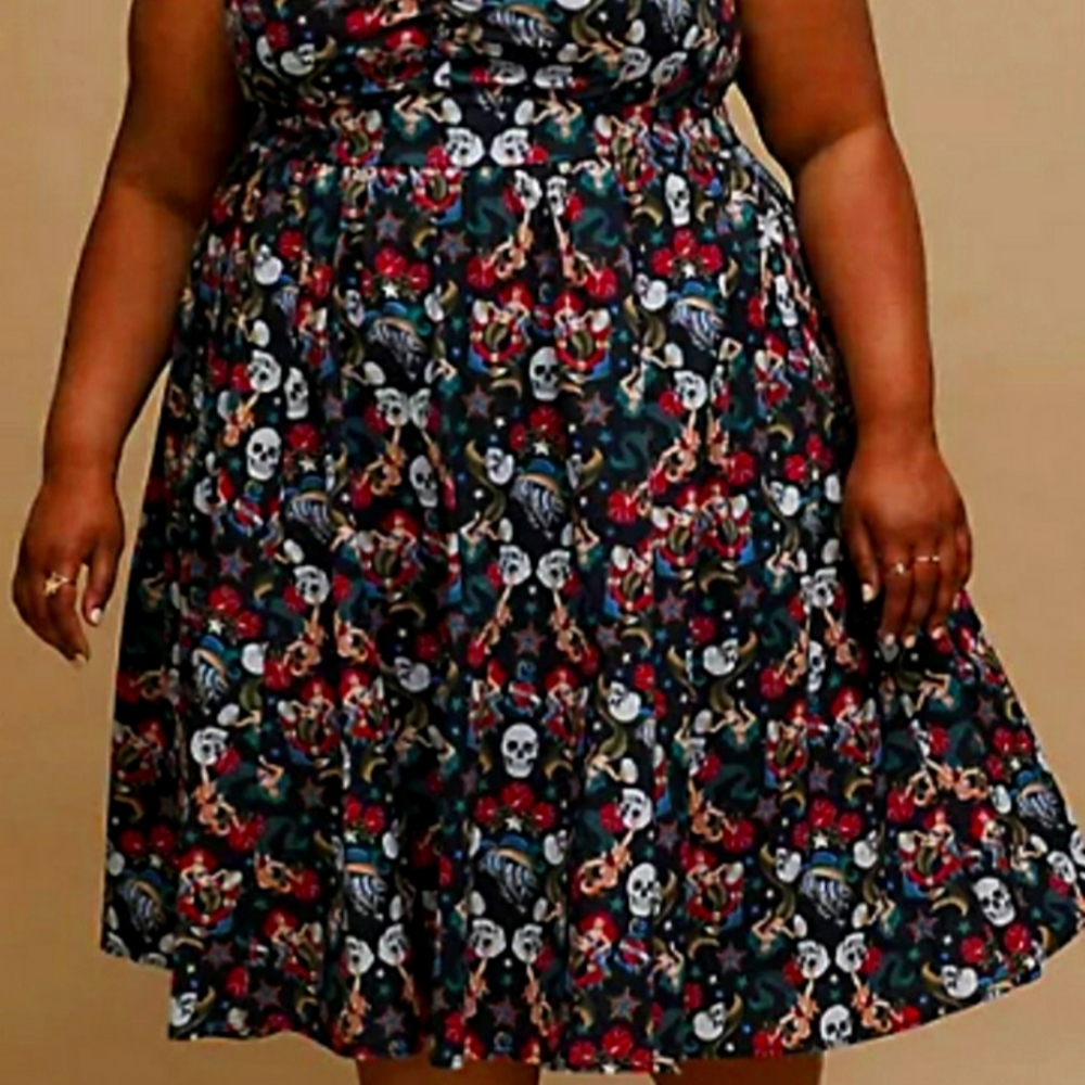 NWT, size 3z retro swing dress, tattoo print.